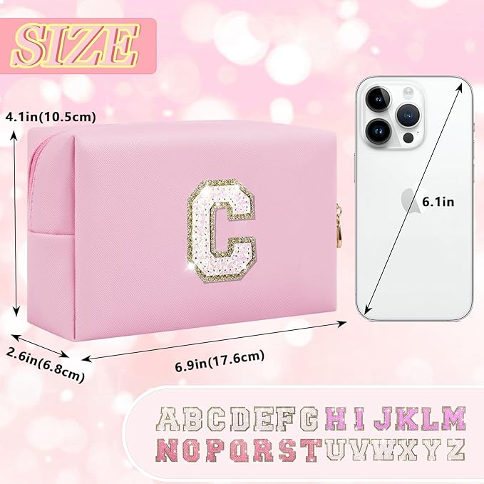 Personalized initial letter makeup bag,