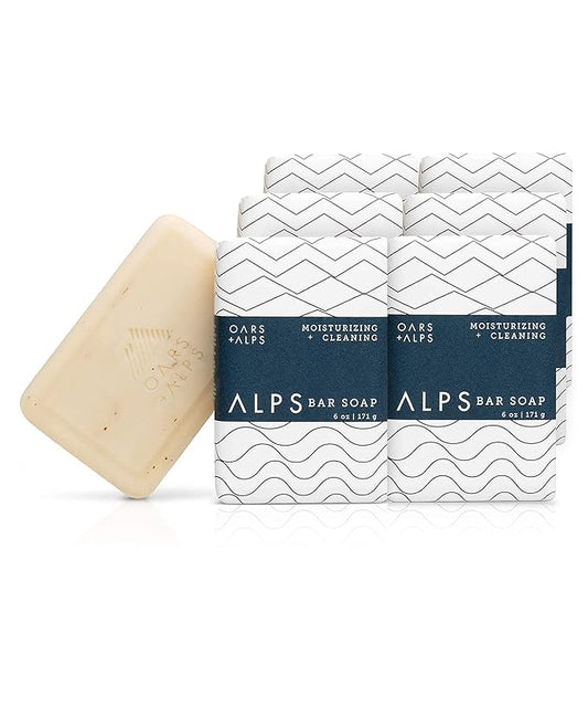 Oars + Alps Moisturizing Men's Bar Soap, Dermatologist Tested and Made with Clean Ingredients, Travel Size, 6 Pack, 6 Oz Each
