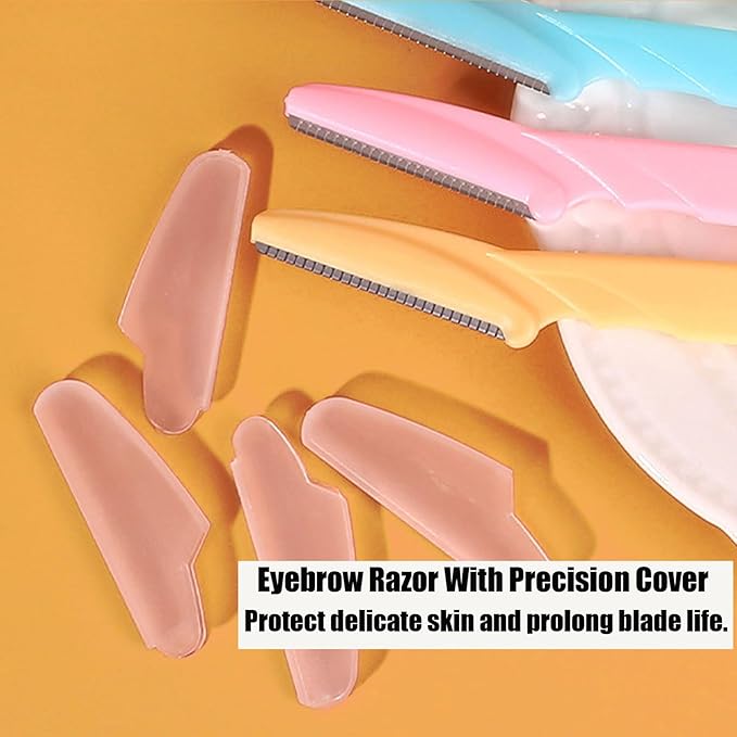 Eyebrow Razor for Women, iDeep 12 Pcs Eyebrow Razor with Safety Cover 4 Color Facial Hair Removal Shavers Dermaplane Razor for Women Eyebrow Knife for Trimming and Shaping Eyebrows