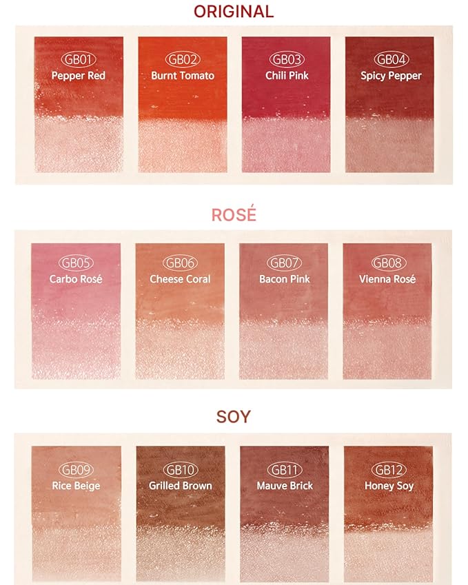 Glow Bokki Glossy Lip Tint, Korean Beauty (GB06 Cheese Coral, 4.1 grams)