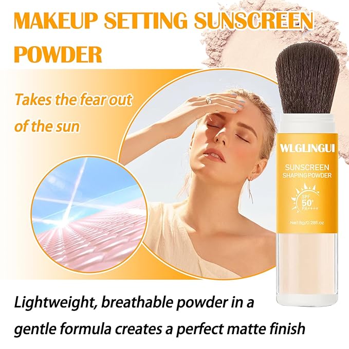 Mineral Sunscreen Setting Powder SPF 50++,Oil Control Long Sunscreen Powder