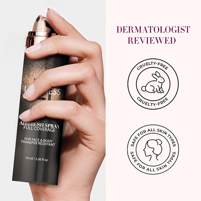 LUMINESS Spray Airbrush Foundation Makeup, Light Tan Shade 2.36 fl oz