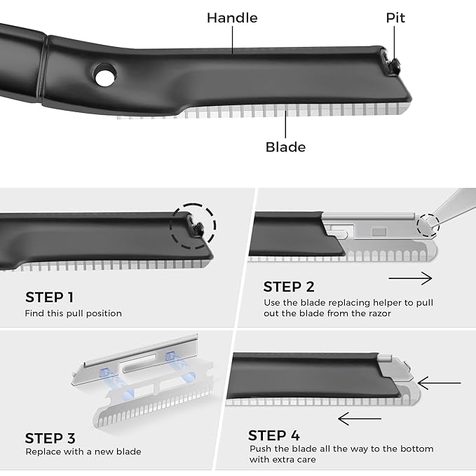 ZOMCHI Dermaplaning Razor Refills, Set of 10 Replacement Blades, Wide Distance, Metal, Plastic Free, Eyebrow Razor Blades