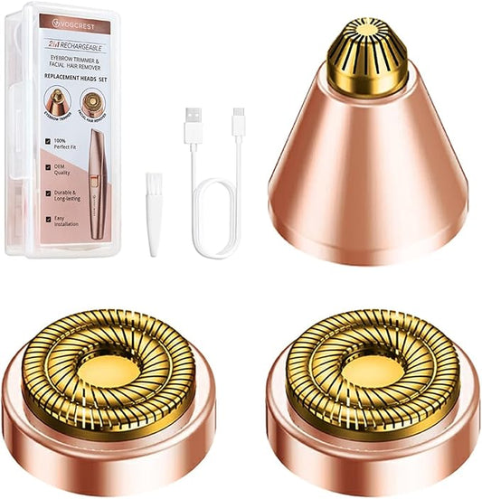Replacement Heads for Eyebrow Facial Trimmer: Original Heads Replacement Set for 2 in1 Facial Eyebrow Trimmer - Suitable for Model VG-102, VG-1023,VG-1024