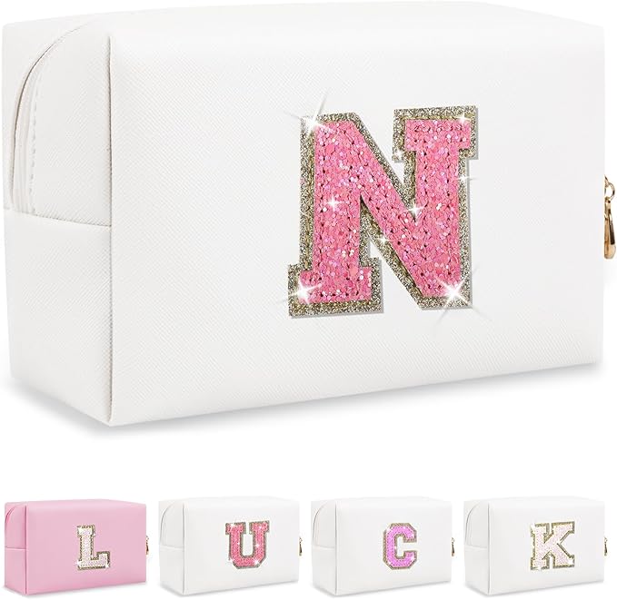 Personalized initial letter makeup bag,