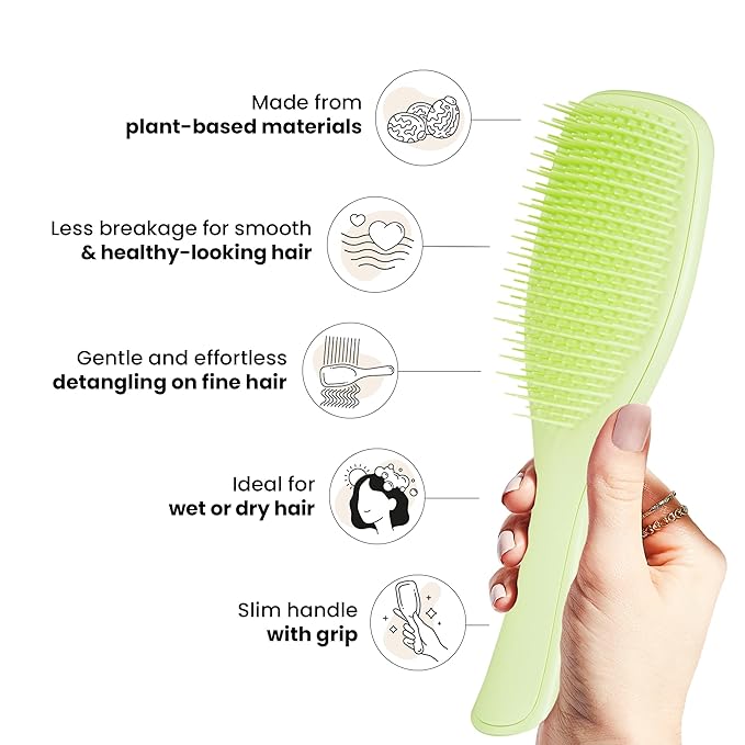 Tangle Teezer Plant-Based Ultimate Detangler Brush, Dry & Wet Hair Brush, Eliminates Knots & Reduces Breakage for Color-Treated, Fine & Fragile Hair Types, Matcha Green
