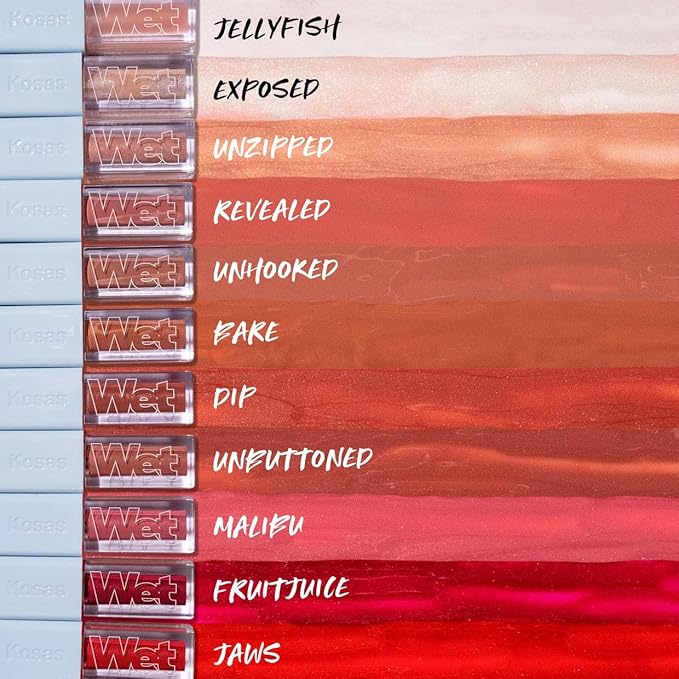 Kosas Wet Lip Oil Gloss - Hydrating Lip Plumping Treatment with Hyaluronic Acid & Peptides (Bare)