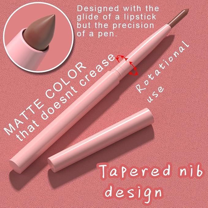 evpct Brown Matte Creamy Retractable Lip Liner Pencils for Shaping & Sculpting Lips, Lip Pencils for Women Long Lasting Waterproof Rich Lip Colors Liner Crayon Lipstick delineador de labios 05