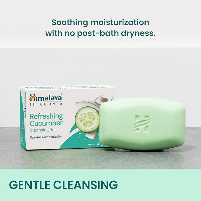 Himalaya Refreshing Cucumber Cleansing Bar, Face and Body Soap for Soft Skin, 4.41 oz, 6 Pack