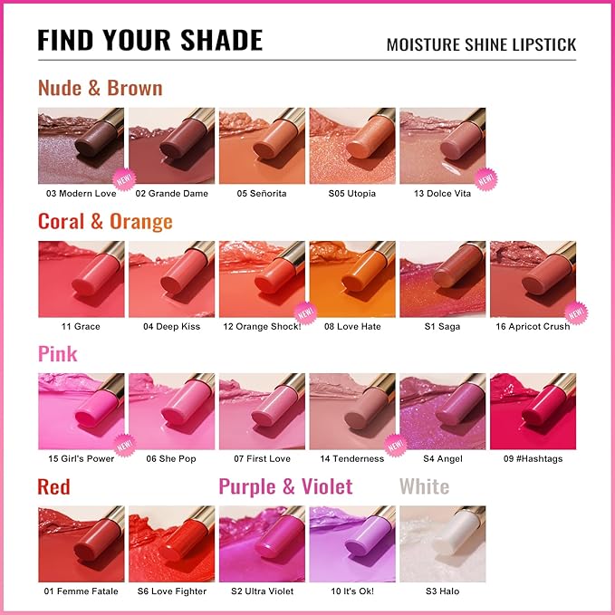 Oulac Moisturizing Shine Peach Pink Lipstick For Women 3PCS, 2 in 1 Tinted Lip Balm, Hydrated Juicy and Glossy Lip Color for Dry, Cracked and Chapped Lips, Vegan [05+S05+13]