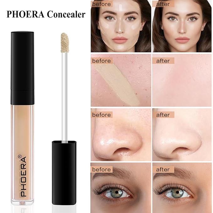 PHOERA Foundation Full Coverage,PHOERA Concealer Lightweight Full Coverage,PHOERA Complexion(102 Nude+102#NEUTRAL)