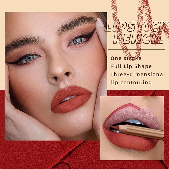 12PCS Matte Lip Liner Set,Waterproof Lipstick Liner Slim,High Pigmented Creamy Lipliners Pencil,Non-fading Long Lasting Lip Liner Pencil for Women