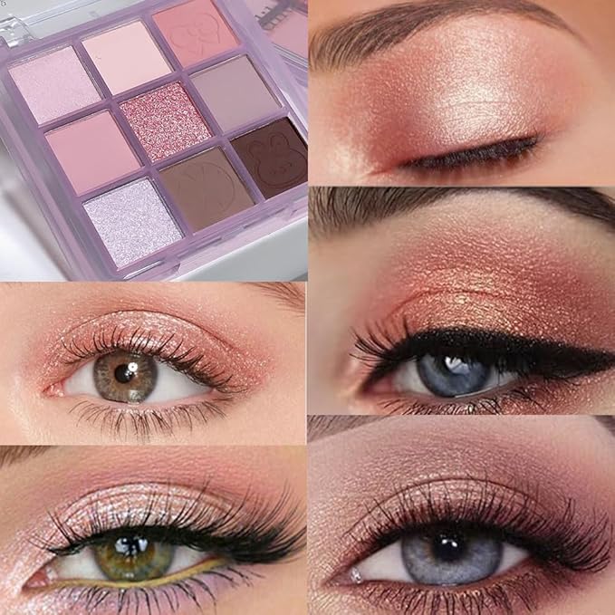 Eyeshadow Palette Makeup- 9 Colors Rose Gold Dark Brown Colorful Eyeshadow Palette Matte Shimmer Korean Natural Eye Shadow palettes Highly Pigmented Naturing-Looking Long Lasting (20#)