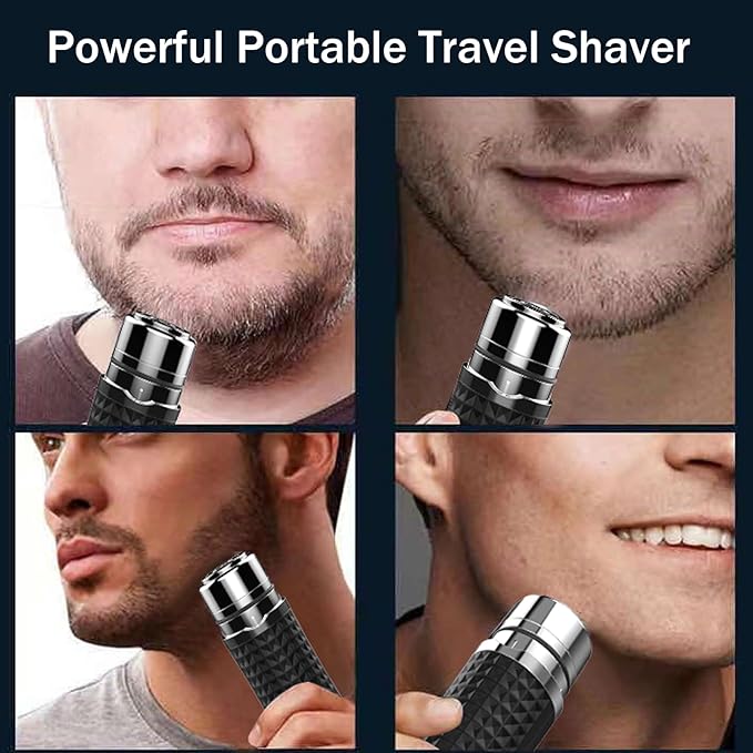 Mini Razors for Women, Upgraded Portable Powerful Electric Razors for Men, Facial Hair Remover for Women, Painless Face Shaver for Travel and Office Business Trips Black