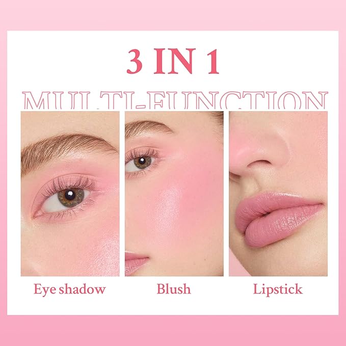 Cream Blush Stick for Cheeks, Cream to Powder Makeup (02#)