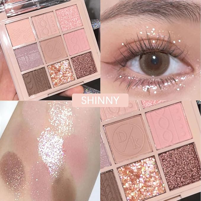 9Colors Eye Shadow Palette Makeup,Pink Rose Gold Purple Mauve Neutral Travel Eyeshadow Palette Highly Pigmented Long Lasting Waterproof Naturing-Looking Eyeshadow Palette Travel Size Gift Kit