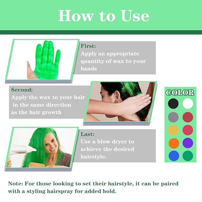 Green Hair Color Wax, Temporary