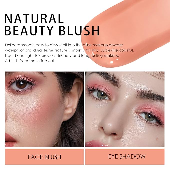 AKARY Soft Liquid Blush Makeup Lightweight, Velvet Beauty Wild Berry