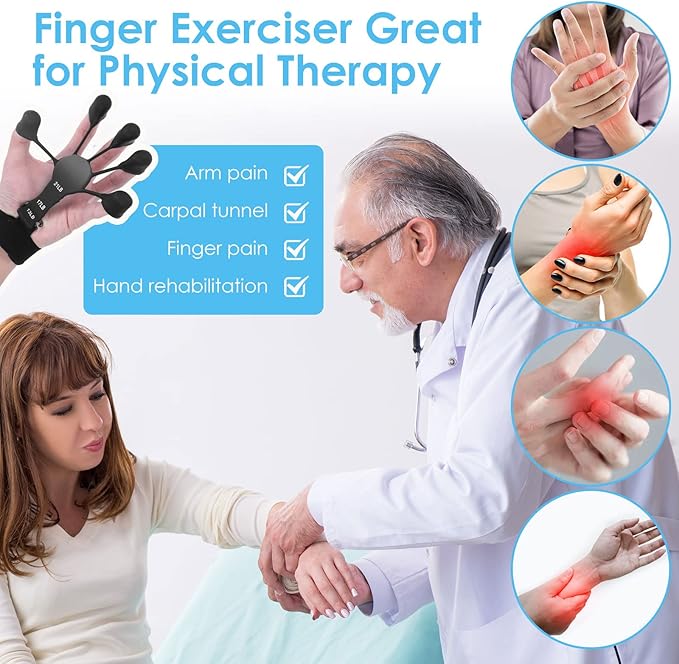 Gripster,Finger Strengthener and Grip Strength Trainer,Finger Exerciser,Vein Grip,Forearm 6 Level