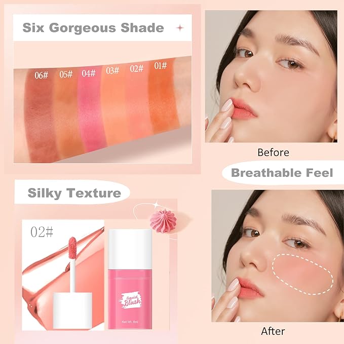 Pink Liquid Blush Makeup, Liquid Blush for Cheeks, Fl Oz(02#)