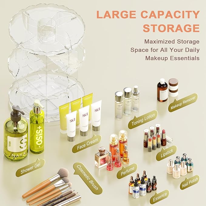 Rotating makeup organizer, 360 spinning