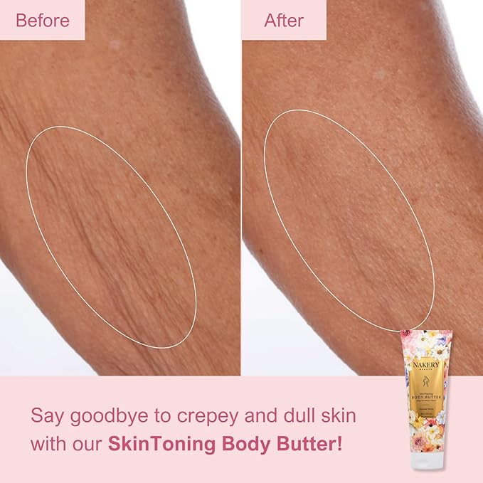 Nakery Skin Toning Body Butter for Women - Firming Body Lotion for Women - Peptide Infused Body Lotion for Crepey & Sagging Skin - Skin Firming Lotion for Neck, Arms & Legs - Summer Petals