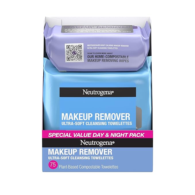 Neutrogena Day & Night Wipes, Makeup Remover Face