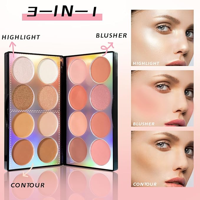 16 Colors Blush Contour Highlighter Makeup Palette with Blushes Set