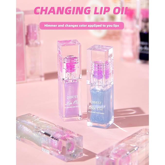 3 Colors Magic Color Changing Lip Oil V2, Boss Up Color Changing Lip Oil, Big Brush Head Hydrating Plumping Lip Oil Tinted, Long Lasting Nourishing Non-sticky Lip Glow Oil for Lip Care