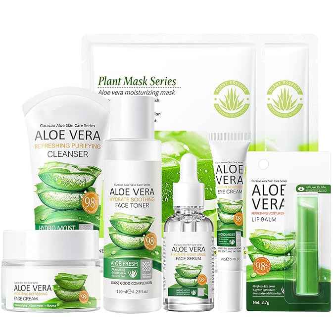 8Pcs Skin Care Products Set, Aloe