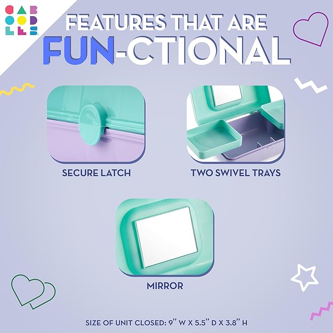 Caboodles Pretty in Petite Makeup Box, Hard Plastic Organizer Box, 2 Swivel Trays, Fashion Mirror, Secure Latch for Safe Travel