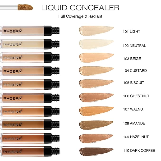 PHOERA Foundation Full Coverage,PHOERA Concealer Lightweight Full Coverage,PHOERA (105 Sand+105#BISCUIT)
