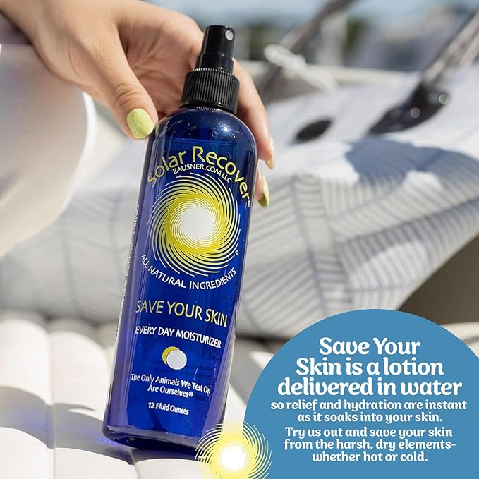 Solar Recover After Sun Moisturizing Spray (12 Ounce) - Hydrating Facial and Body Mist - 2460 Sprays of Sunburn Relief With Vitamin E and Calendula - Lotion Delivered in Water - Made in the USA