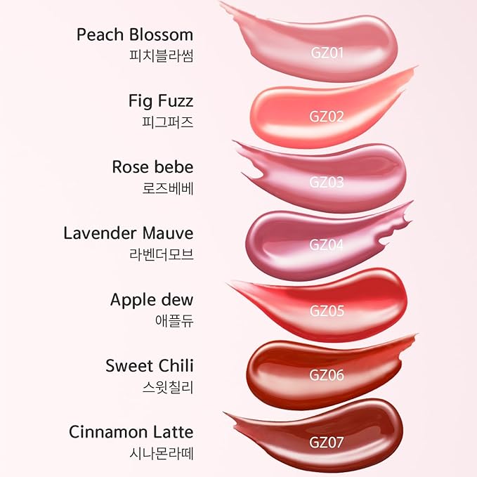 Chewy Lip Glaze, High Shine Lip Gloss, Korean Beauty (GZ02 Fig Fuzz, 3.5 grams)