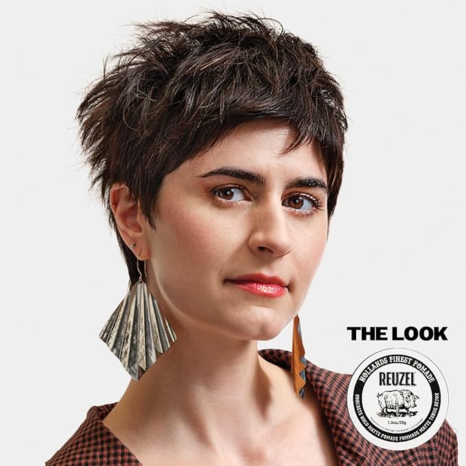 REUZEL Concrete Matte Pomade, Strong All Day Hold, Water Soluble Styling, No Shine and Flake Free, Easy To Wash Out, For All Hairstyles, 1.3 oz