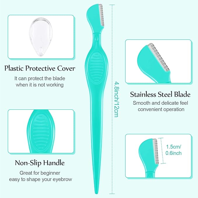 Mudder 21 Pcs Eyebrow Razor Eyebrow Shaver Facial Razor Multipurpose Face Trimmers with Precision Cover for Women Makeup Care Tools(Green, Blue, Yellow)