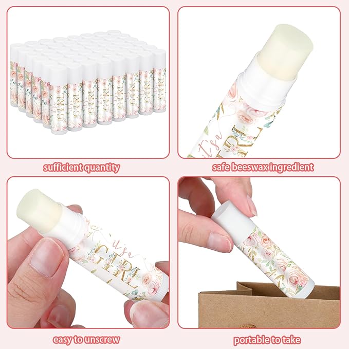 50 Pack Floral Baby Shower Lip Gifts