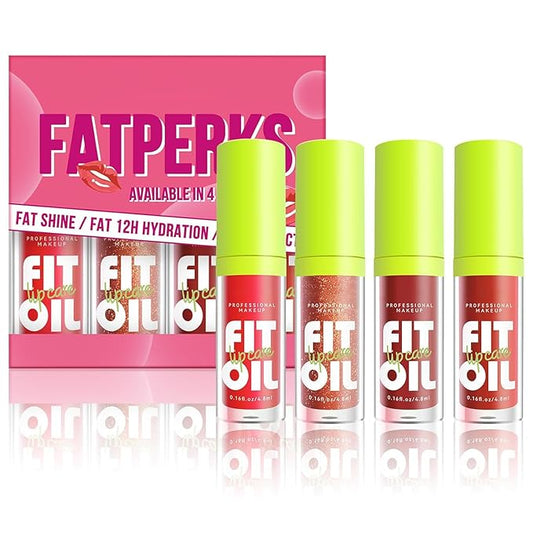 4 Colors Lip Oil Lip Glaze, Hydrating Lip Glow Oil Big Brush Head Shiny Moisturizing Lip Gloss, Long Lasting & Nourishing Non-sticky Fresh Transparent Tinted Plumping Lip Oil - Set B