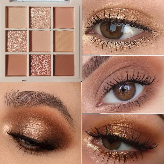 Eyeshadow Palette Makeup- 9 Colors Naked Eyeshadow Palette Matte Shimmer Korean Natural Eye Shadow palettes Highly Pigmented Naturing-Looking Long Lasting (#03)