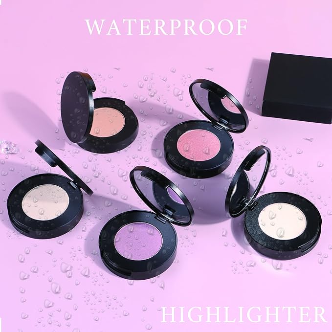 Face Highlighter Powder Palette, Glossy Glitter Illuminator Powder, Highlighter 4