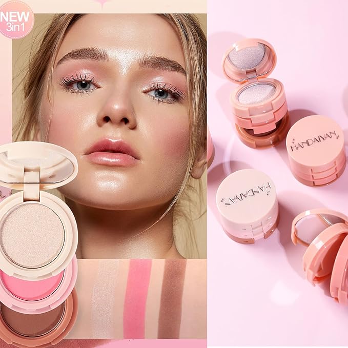 3-in-1 Blendable Trio, Contour and Highlight Blush Makeup