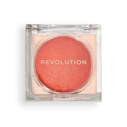 Revolution, Beam Bright Blush, Blendable & Buildable Face Powder Blush, Luminous Finish for Radiant Cheeks, Vegan & Cruelty-Free, Orange Crush, 0.09 Oz