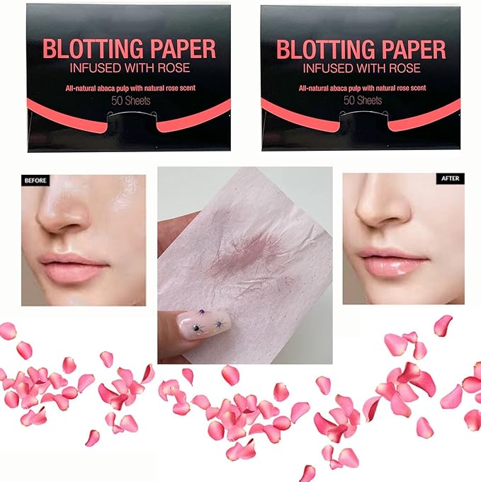 2 Pks ROSE INFUSED Natural Abaca Blotting Paper