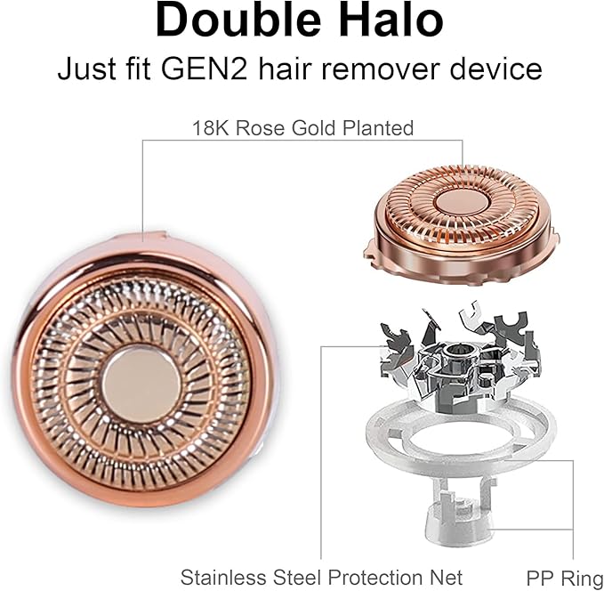 co2CREA Hard Case and Replacement Head Compatible with Finishing Touch Flawless Facial Hair Remover Electric Face Razor for Women (Rose Gold Case + Replacement Head)