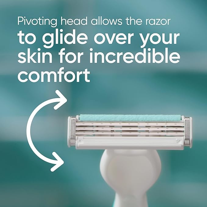 Gillette Venus Simply 3 Sensitive Women's Disposable Razors, Pack of 2 with 4 razors