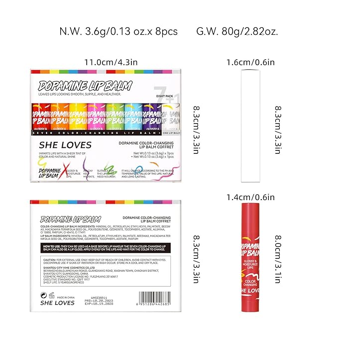 8PCS Tinted Lip Balm with Vaseline, Balm,