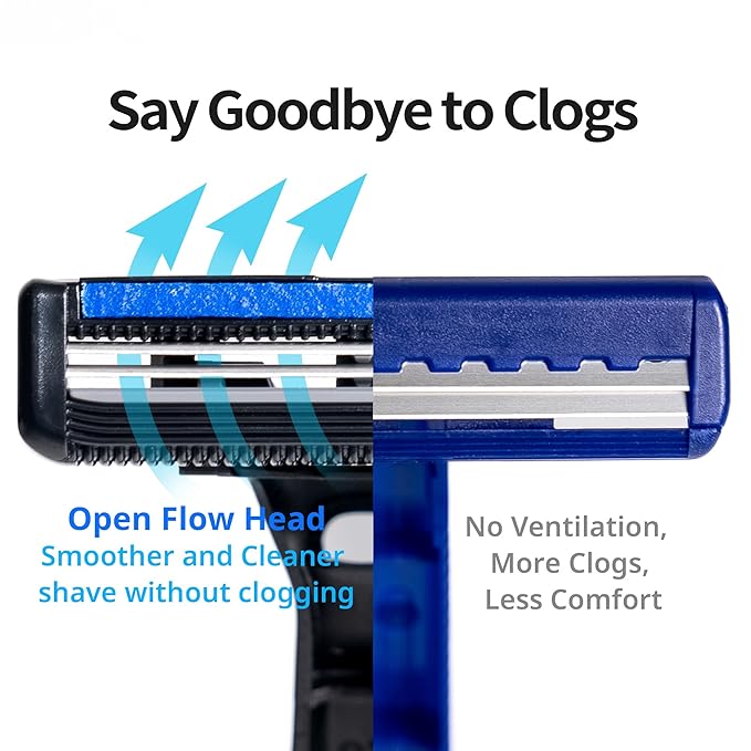 Dorco Pace 2 Plus Disposable Razor, 2 Blades, Pivoting Head, Open-Flow for Easy Rinsing, Lubricating Strip, Non-Slip Rubber Handle (30ct)