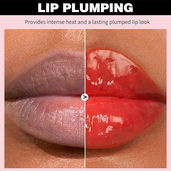 Erinde Lip Plumper Gloss, Natural Ginger Lip Plumping Booster Lip Plumping Oil, Ultra-Hydrating & Nourishing Plump Lip Plumper, Glossy Finish Fuller Lip Plumping Lip Gloss for Women Girls, G03