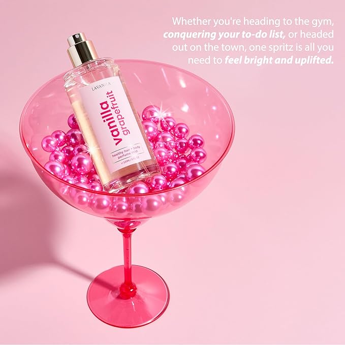 Lavanila Vanilla Grapefruit Healthy Hair + Body Perfume Mist, 5 Fl Oz - Bright & Uplifting Fragrance Spray Formulated with Jojoba Oil, Madagascar Vanilla, Cedarwood, Pink Grapefruit