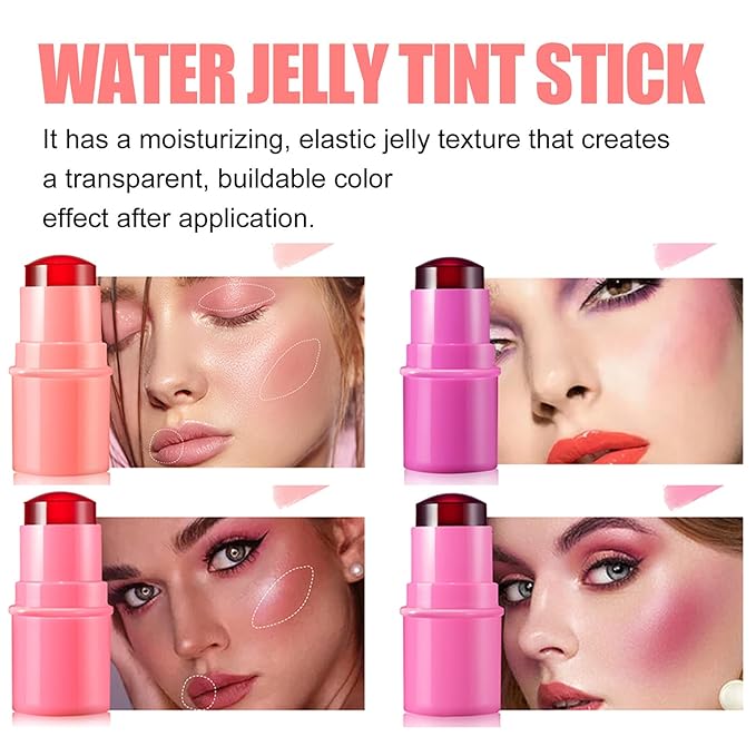 4 PCS Multi-Use Jelly Tint blush Stick, Cooling Cooling
